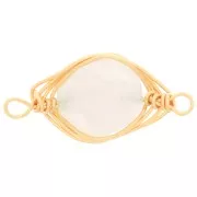 24x10mm Oval connector imitation gemstone - dyed Jade - White Opale - Gold Tone x1