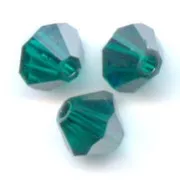 PureCrystal Crystal Bicones 4mm Emerald Satin x50