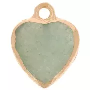 16x13mm faceted imitation gemstone Heart charm - Amazonite - Gold Tone x1