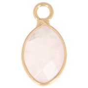 17x9mm faceted drop charm imitation gemstone - Rose Quartz - Gold Tone x1