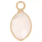 17x9mm faceted drop charm imitation gemstone - Rose Quartz - Gold Tone x1