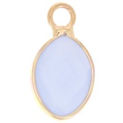 17x9mm faceted drop charm imitation gemstone - Dyed Jade - Blue - Gold Tone x1|raw }}