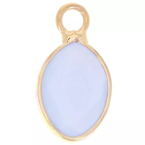 17x9mm faceted drop charm imitation gemstone - Dyed Jade - Blue - Gold Tone x1