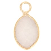 17x9mm faceted drop charm imitation gemstone - Moonstone - Gold Tone x1|raw }}