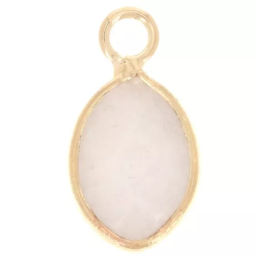 17x9mm faceted drop charm imitation gemstone - Moonstone - Gold Tone x1