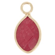 17x9mm faceted drop charm imitation gemstone - Dyed Jade - Fuchsia - Gold Tone x1