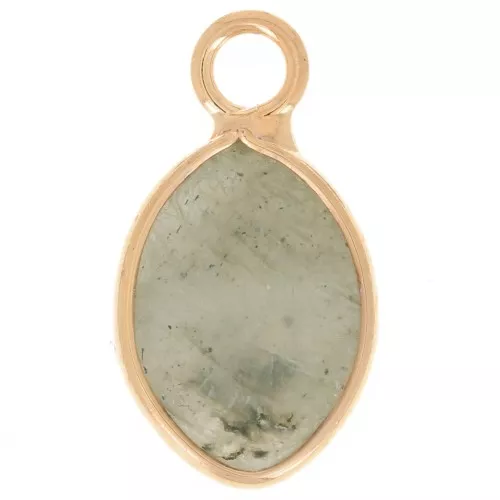 17x9mm faceted drop charm imitation gemstone - Labradorite - Gold Tone x1
