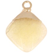 21x16mm Imitation gemstone rhombus faceted pendant - Citrine - Gold Tone x1