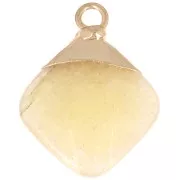 21x16mm Imitation gemstone rhombus faceted pendant - Citrine - Gold Tone x1