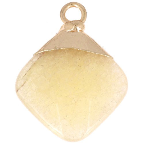 21x16mm Imitation gemstone rhombus faceted pendant - Citrine - Gold Tone x1