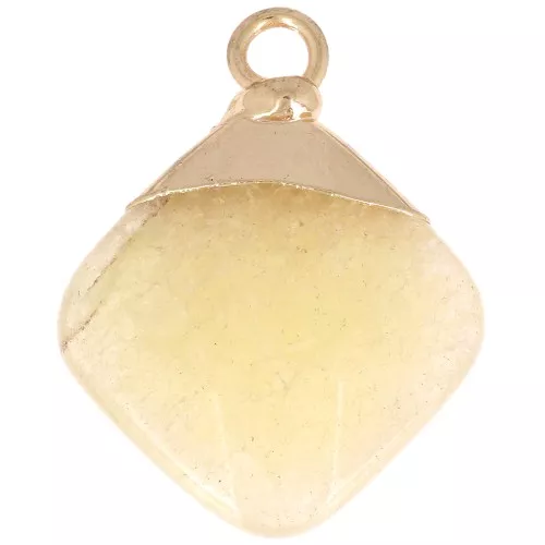 21x16mm Imitation gemstone rhombus faceted pendant - Citrine - Gold Tone x1