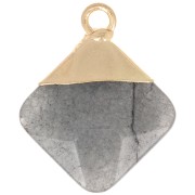 21x16mm Imitation gemstone rhombus faceted pendant - Pyrite - Gold Tone x1|raw }}