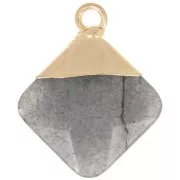 21x16mm Imitation gemstone rhombus faceted pendant - Pyrite - Gold Tone x1