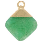 21x16mm Imitation gemstone rhombus faceted pendant - Amazonite - Gold Tone x1