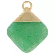 21x16mm Imitation gemstone rhombus faceted pendant - Amazonite - Gold Tone x1