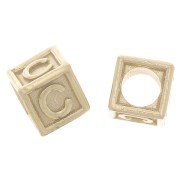 5mm 925 Sterling Silver Alphabet cube Bead with big hole - C - Fine Gold Plated x1|raw }}