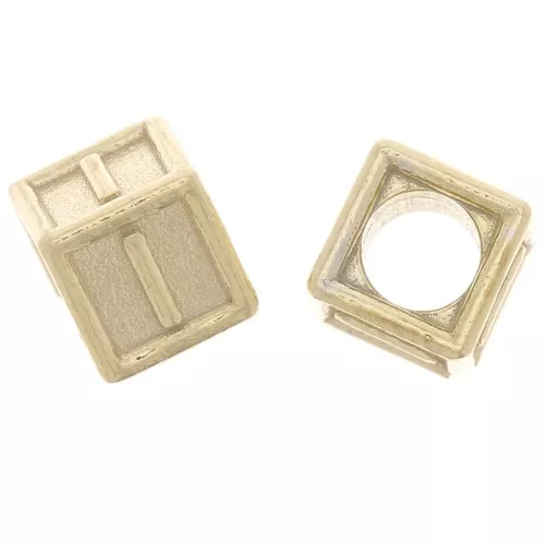 5mm 925 Sterling Silver Alphabet cube Bead with big hole - I - Fine Gold Plated x1