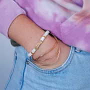 5mm 925 Sterling Silver Alphabet cube Bead with big hole - I - Fine Gold Plated x1