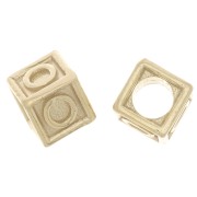 5mm 925 Sterling Silver Alphabet cube Bead with big hole - O - Fine Gold Plated x1|raw }}