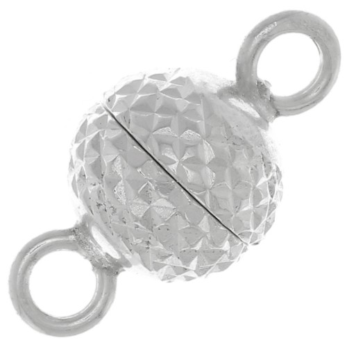 6.5 mm Magnetic Diamond Ball Clasp - 925 Sterling Silver x1