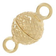 6mm 925 Sterling Silver Magnetic Ball Clasp - Fine Gold Plated x1|raw }}