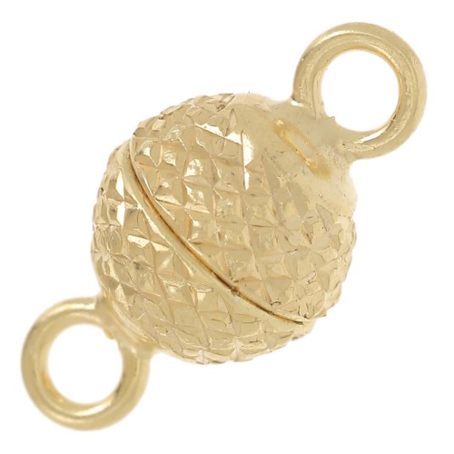 6mm 925 Sterling Silver Magnetic Ball Clasp - Fine Gold Plated x1