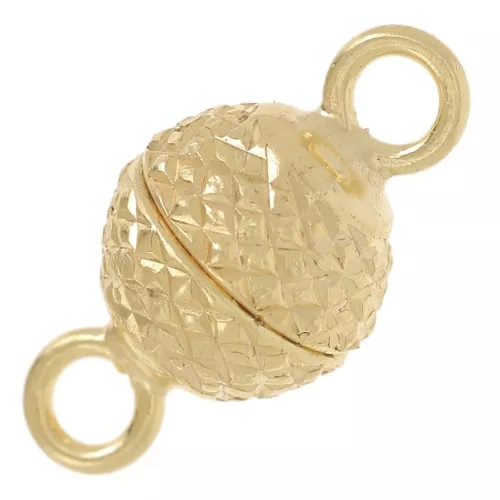6mm 925 Sterling Silver Magnetic Ball Clasp - Fine Gold Plated x1