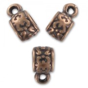 Metal beads to dangle charms  6x7 mm Old copper tone x4