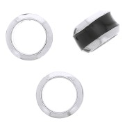 6x3.8mm 925 St. Silver large hole Round bead with coloured edging - Black x1|raw }}