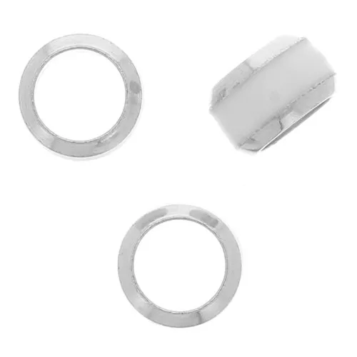 6x3.8mm 925 St. Silver large hole Round bead with coloured edging - White x1