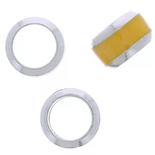 6x3.8mm 925 St. Silver large hole Round bead with coloured edging - Yellow x1