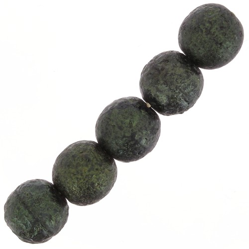 8mm Czech recycled glass beads - Green Gold Mat x20