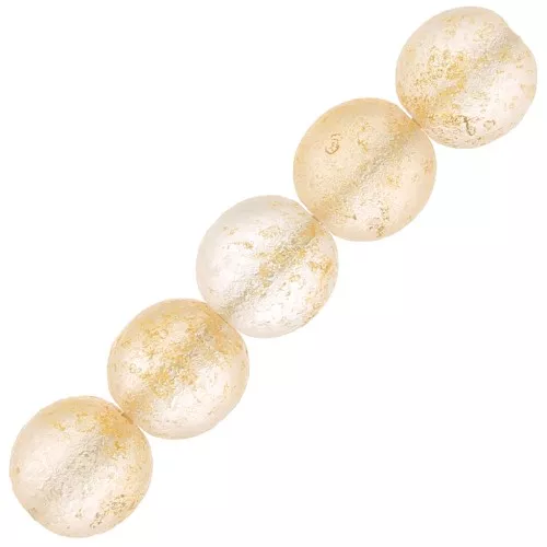 7mm Czech recycled glass beads - Etched Rough Gold x20