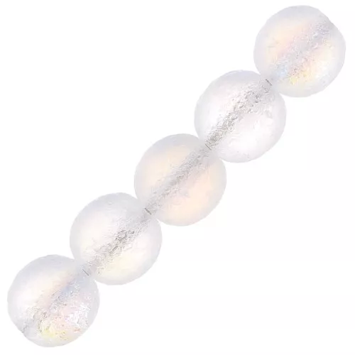 7mm Czech recycled glass beads - Etched Crystal AB x20