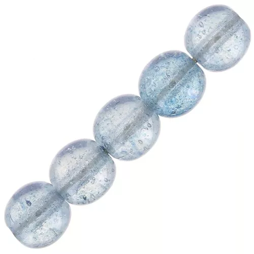 7mm Czech recycled glass beads - Transparent Blue Luster x20