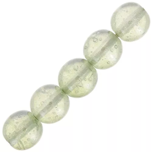 7mm Czech recycled glass beads - Transparent Green Luster x20