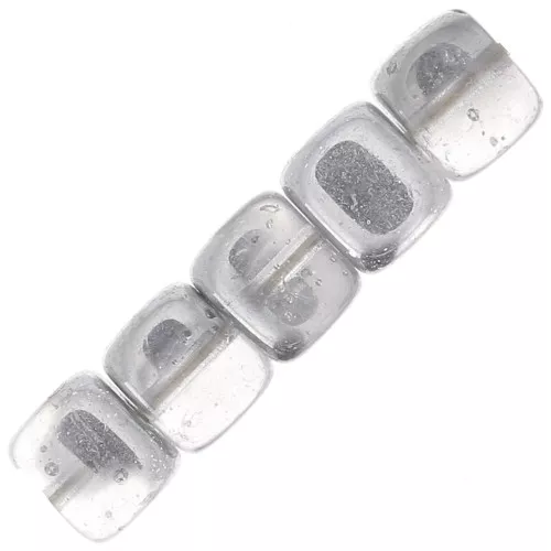 6x5mm Czech Recycled Glass Beads - Crystal Argent x20