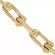 8 mm fancy link chain in 304 stainless steel, gold-plated x50cm
