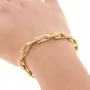 8 mm fancy link chain in 304 stainless steel, gold-plated x50cm