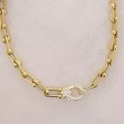 8 mm fancy link chain in 304 stainless steel, gold-plated x50cm