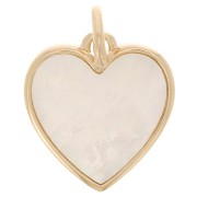 19x14mm Mother of Pearl Heart Pendant - 3 microns gold plated x1|raw }}