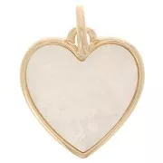 19x14mm Mother of Pearl Heart Pendant - 3 microns gold plated x1