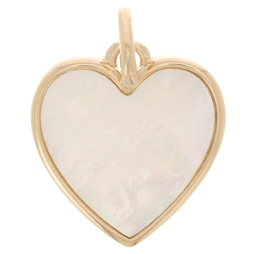 19x14mm Mother of Pearl Heart Pendant - 3 microns gold plated x1