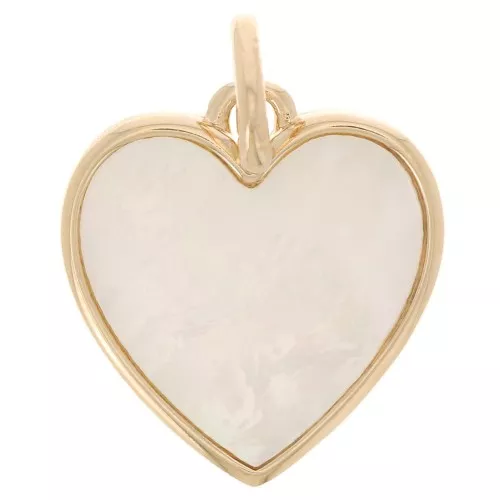 19x14mm Mother of Pearl Heart Pendant - 3 microns gold plated x1