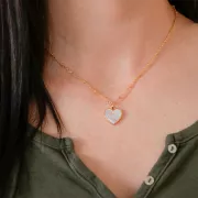 19x14mm Mother of Pearl Heart Pendant - 3 microns gold plated x1