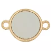 11 mm Round Epoxy Resin Stained Glass connector - Fine Gold Plated - Brownx1