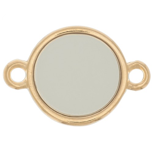 11 mm Round Epoxy Resin Stained Glass connector - Fine Gold Plated - Brownx1