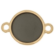 11mm Round Epoxy Resin Stained Glass connector - Fine Gold Plated - Blackx1|raw }}