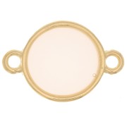 11mm Round Epoxy Resin Stained Glass connector - Fine Gold Plated -White x1