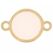 11mm Round Epoxy Resin Stained Glass connector - Fine Gold Plated -White x1